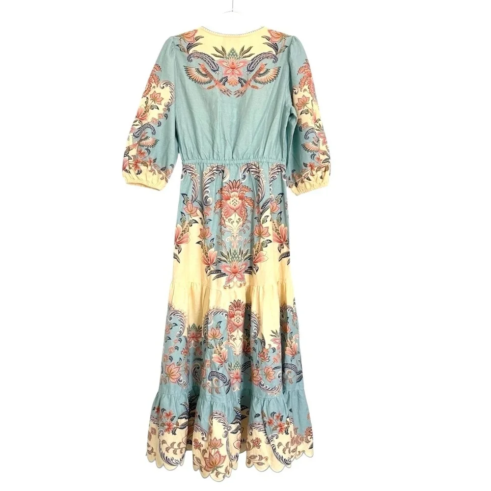 NWT Farm Rio Butter Yellow Boho Beauty Maxi Dress S NWT - Picture 10 of 13